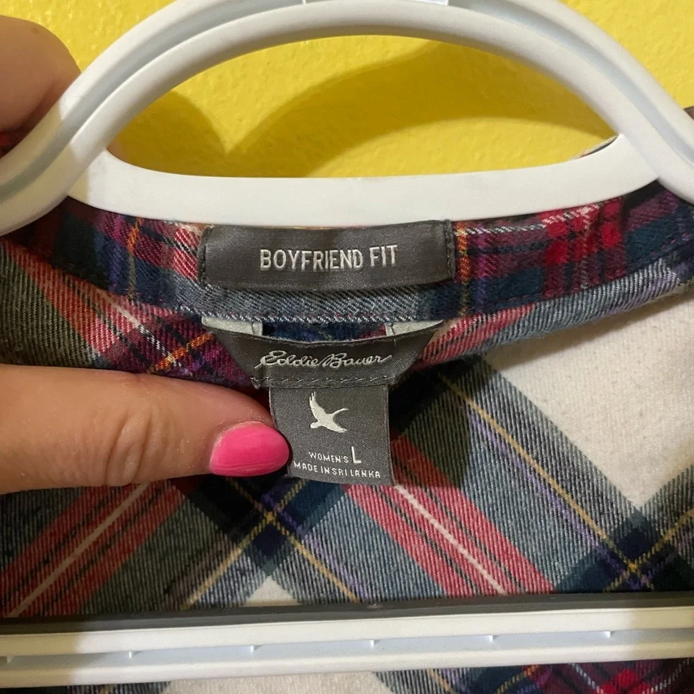 Eddie Bauer Red and Blue Plaid Casual Shirt - Picture 2 of 4